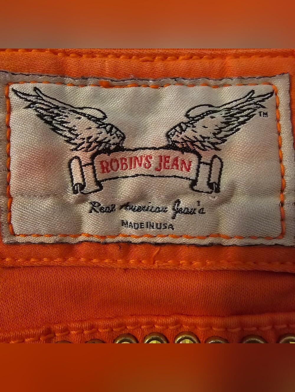 Vintage Robin's Jeans Tangerine Marilyn With Aurum Crystals  Low-Rise 30x34 - Picture 11 of 11